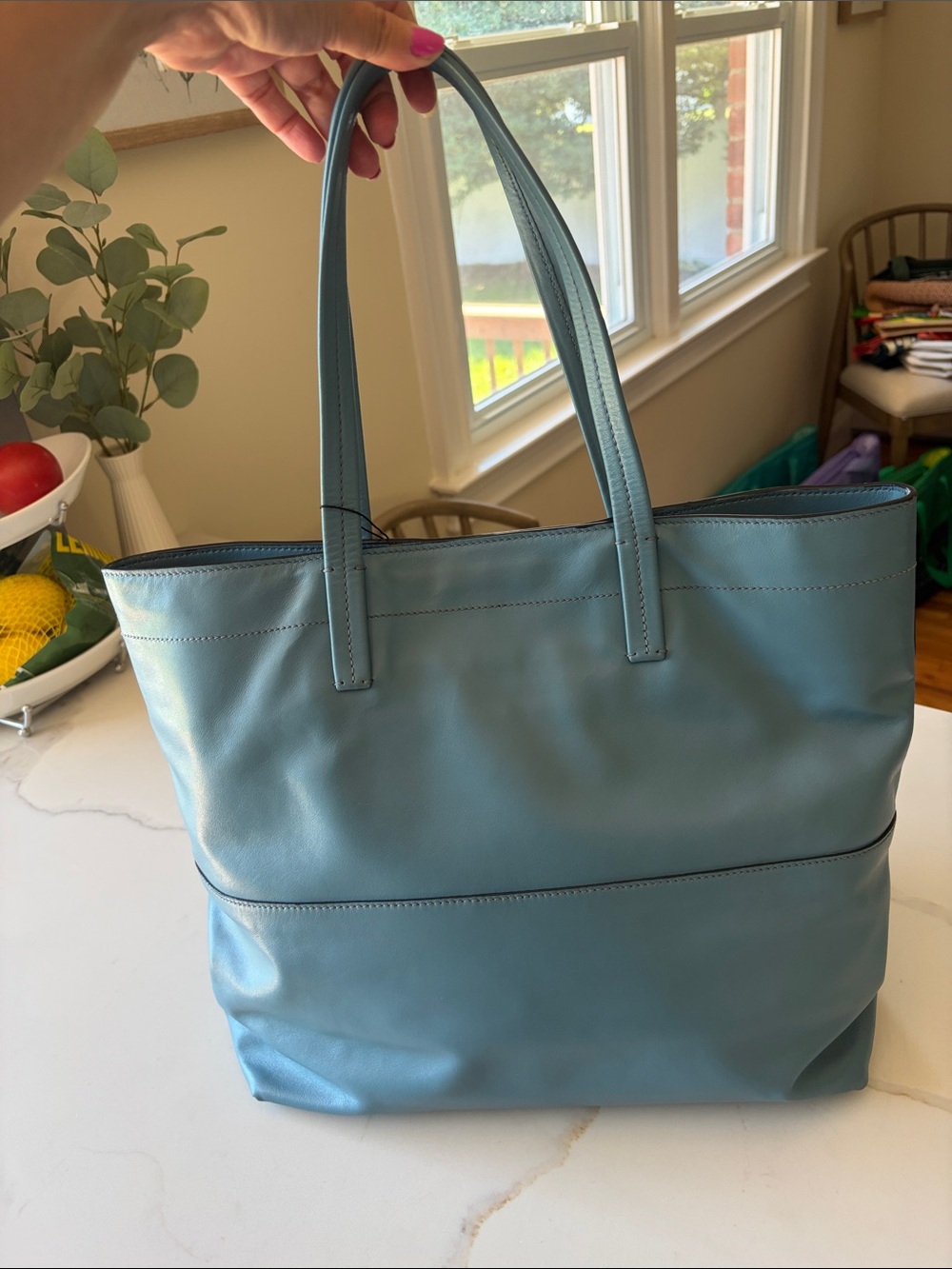 Miu Miu Dusty Blue Leather Tote - Picture 4 of 9
